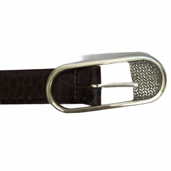 Brighton Silver and Brown Croc Leather Belt Womens Size 32 ML - Picture 7 of 7